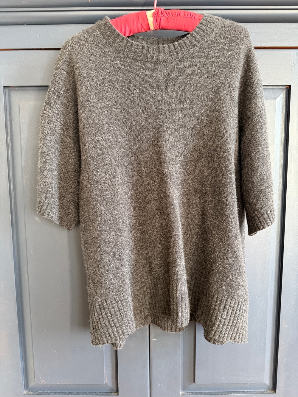 J. Crew Short-Sleeve Crewneck Sweater in Charcoal Gray